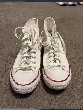 Converse White High Top Sneakers with Red Accent